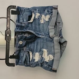 Distressed jean shorts